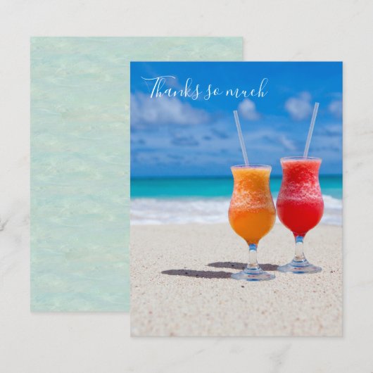 Drinken op het strand Bedankt Blank Tropische Kaar (Voorkant / Achterkant)