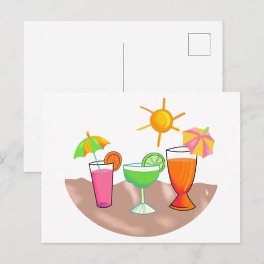 Drinken op het strand briefkaart (Voorkant / Achterkant)