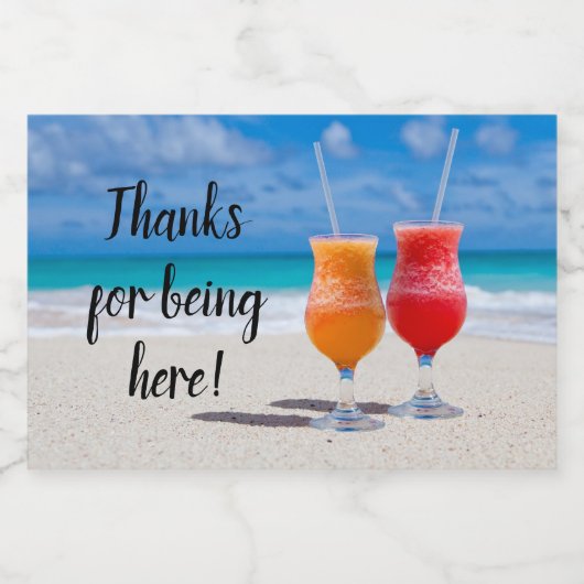 Drinken op het strand Bruiloft Mini Mousserende Wi Sparkling Wijnetiket (Enkel label)