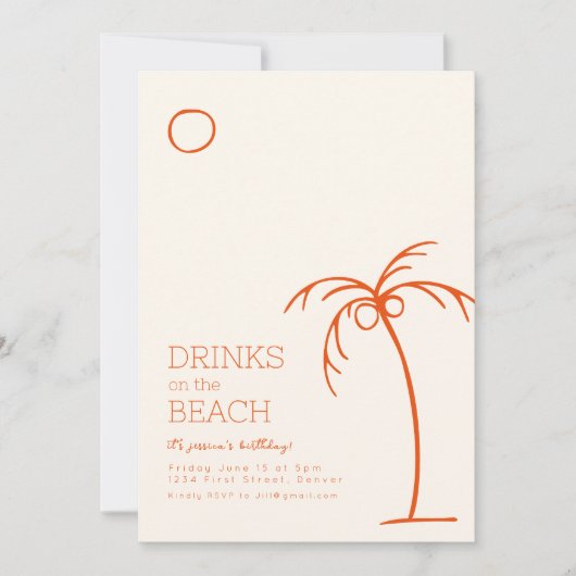 Drinken op het strand Verjaardagsuitnodiging Kaart (Voorkant)