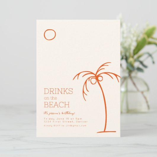 Drinken op het strand Verjaardagsuitnodiging Kaart (Staand voorkant)