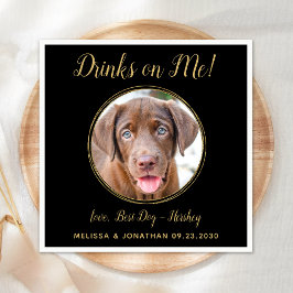 Drinken op me Black Gold Wedding Pet Dog Foto Servet