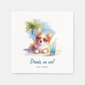 Drinken op Me Corgi Beach bruiloft servetten (Voorkant)