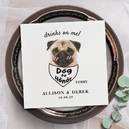 Drinken op Me Dog of Honor Pug Dog Foto Bruiloft Servet