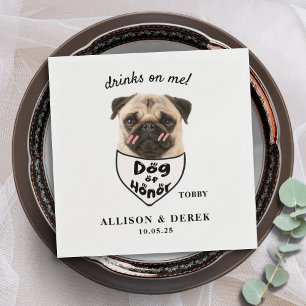Drinken op Me Dog of Honor Pug Dog Foto Bruiloft Servet