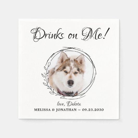 Drinken op me Elegant Pet Photo Dog Wedding Servet (Voorkant)