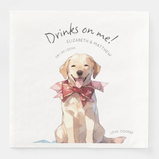 Drinken op Me Labrador Waterverf Fun Dog Pet Servet (Voorkant)