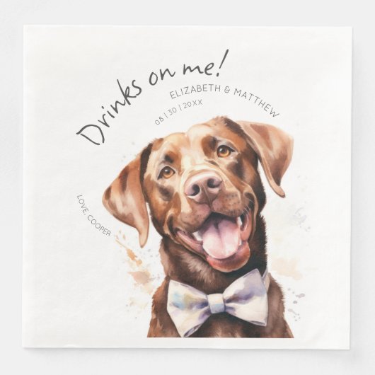 Drinken op Me Labrador Waterverf Fun Dog Pet Servet (Voorkant)