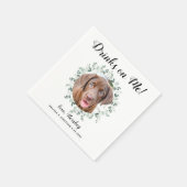 Drinken op me Open Bar Pet Foto Greenery Wedding Servet (Hoek)