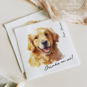 Drinken op Me Pet Golden Retriever bruiloft servet