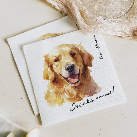 Drinken op Me Pet Golden Retriever bruiloft servet