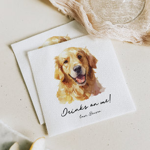 Drinken op Me Pet Golden Retriever bruiloft servet