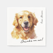 Drinken op Me Pet Golden Retriever bruiloft servet (Voorkant)