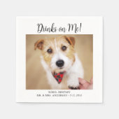 Drinken op me schattige Sjabloon kat hond foto bru Servet (Voorkant)