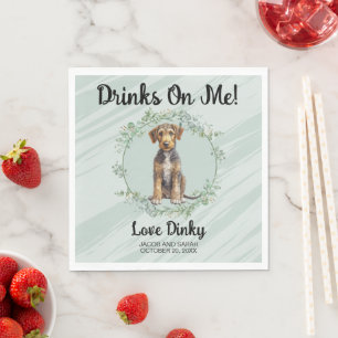Drinken op mij! Airedale Terrier Hond bruiloft hui Servet