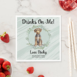 Drinken op mij! Airedale Terrier hondenfoto Servet