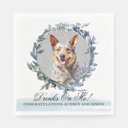 Drinken op mij Australian Cattle Dog Wedding Servet (Voorkant)