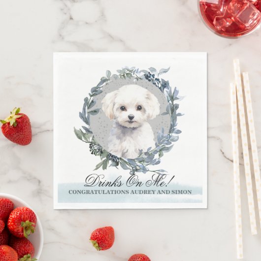 Drinken op mij Bichon Frise Pet Wedding Servet (Insitu)
