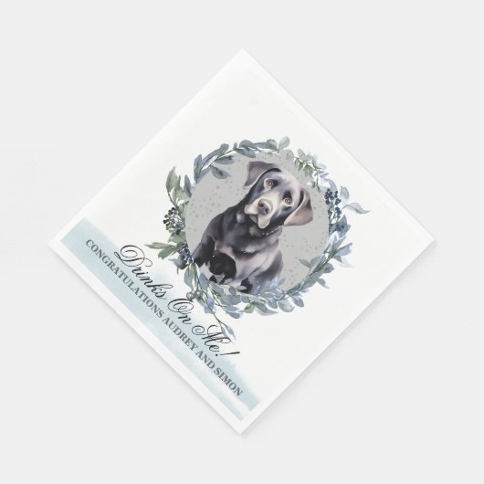 Drinken op mij! Black Lab Hond bruiloft huisdier Servet (Hoek)