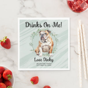 Drinken op mij! Bulldog servetten met foto
