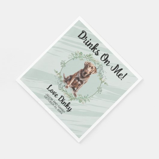 Drinken op mij! Chocolate Lab Hond bruiloft huisdi Servet (Hoek)