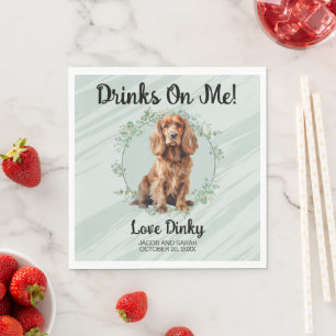 Drinken op mij! Cocker Spaniel Hond Foto Bruiloft Servet
