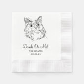 Drinken op mij Custom Cat Drawn Wedding Servet (Voorkant)