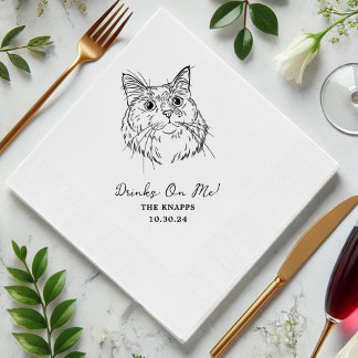 Drinken op mij Custom Cat Drawn Wedding Servet