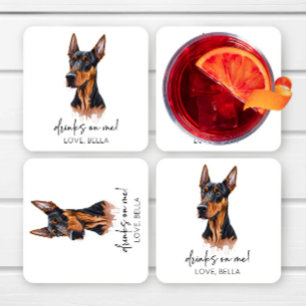 Drinken Op Mij! Dobermann Hond Huwelijk Kartonnen Onderzetters