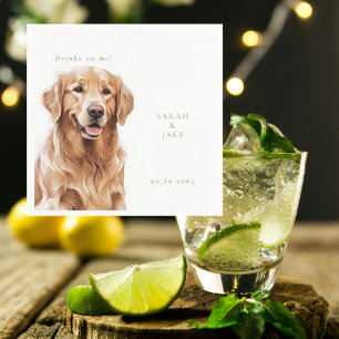 Drinken op mij Gouden Retriever Huisdier Bruiloft  Servet