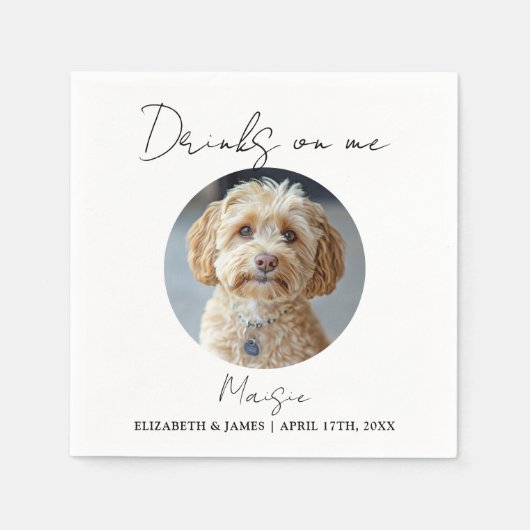 Drinken op mij Hond foto bruiloft Servet (Voorkant)
