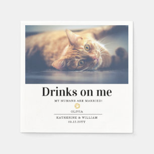Drinken op mij Leuk huisdier kat foto bruiloft ser Servet