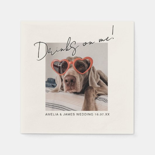 Drinken op mij met Foto - gepersonaliseerde bruilo Servet (Voorkant)