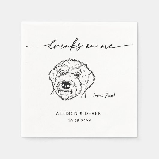 Drinken op Mij Modern Schattige Huisdier Hondenlie Servet (Voorkant)