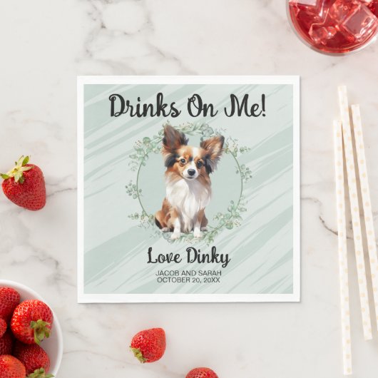 Drinken op mij! Papillon Hond bruiloft huisdier Servet (Insitu)