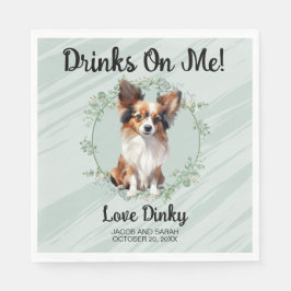 Drinken op mij! Papillon Hond bruiloft huisdier Servet
