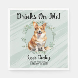 Drinken op mij! Pembroke Welsh Corgi Hond bruiloft Servet