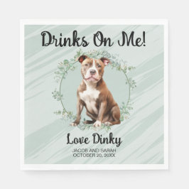 Drinken op mij! Pitbull Hond bruiloft huisdier Servet