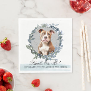 Drinken op mij! Pitbull Hond bruiloft huisdier Servet