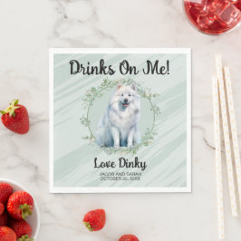 Drinken op mij! Samoyed Honden Foto Bruiloft Servet