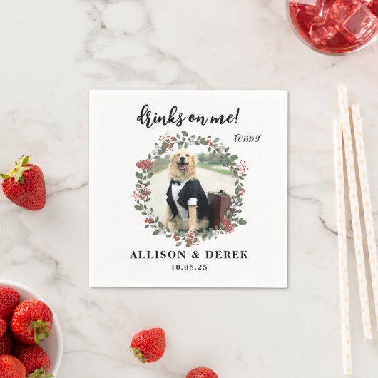 Drinken op mij | Schattigee Pet Sjabloon Hond Foto Servet (Insitu)