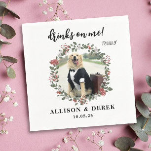Drinken op mij   Schattigee Pet Sjabloon Hond Foto Servet