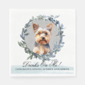 Drinken op mij! Yorkshire Terrier Hond bruiloft hu Servet (Voorkant)