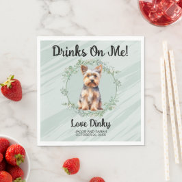 Drinken op mij! Yorkshire Terrier hond foto Servet