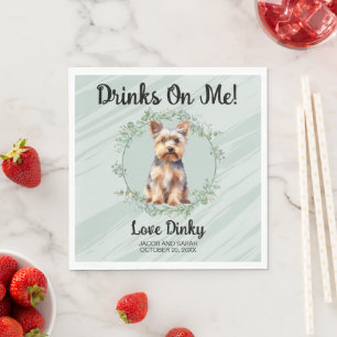 Drinken op mij! Yorkshire Terrier hond foto Servet
