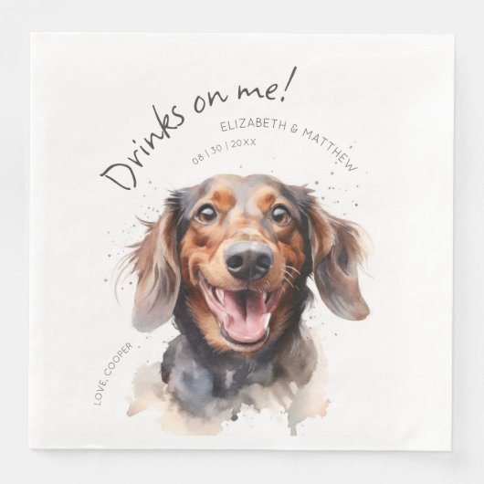 Drinken op mijn dachshund Waterverf Fun Dog Pet Servet (Voorkant)