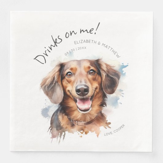 Drinken op mijn dachshund Waterverf Fun Dog Pet Servet (Voorkant)