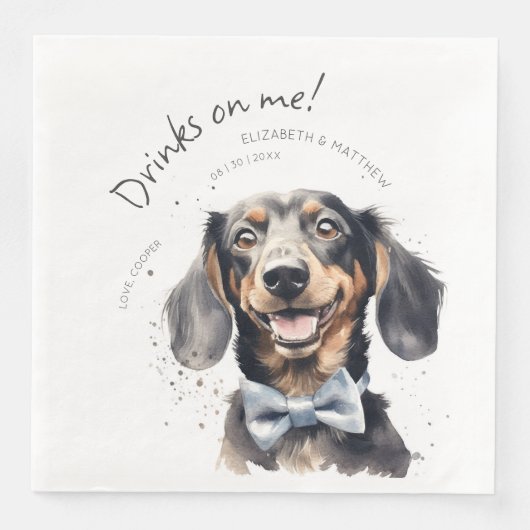 Drinken op mijn dachshund Waterverf Fun Dog Pet Servet (Voorkant)