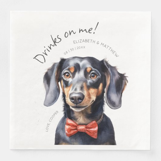 Drinken op mijn dachshund Waterverf Fun Dog Pet Servet (Voorkant)