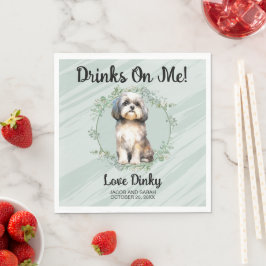 Drinken Op Mijn Kosten! Shih Tzu Hond Foto Bruilof Servet